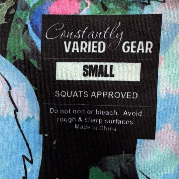 Constantly Varied Gear Leggings Size S Highrise Crop Skull Palm Print Blue Green - Picture 7 of 10